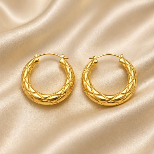 18K Gold Plated Solara Twirl Gold Hoop Earrings