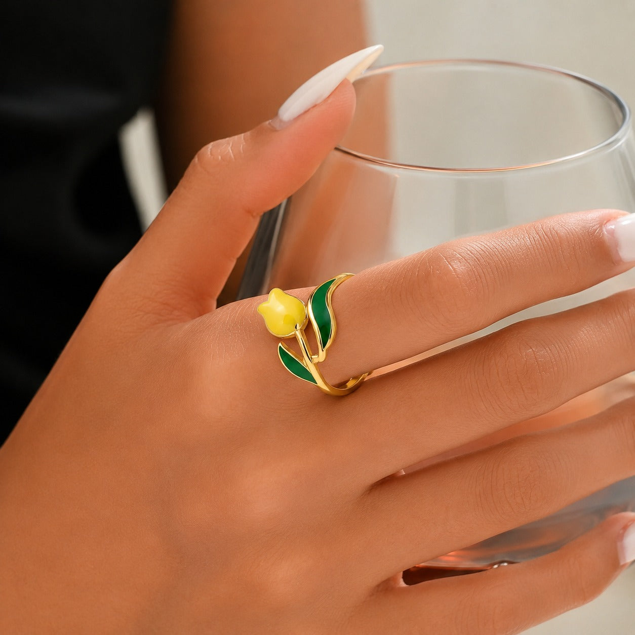Golden Tulip Bloom Ring