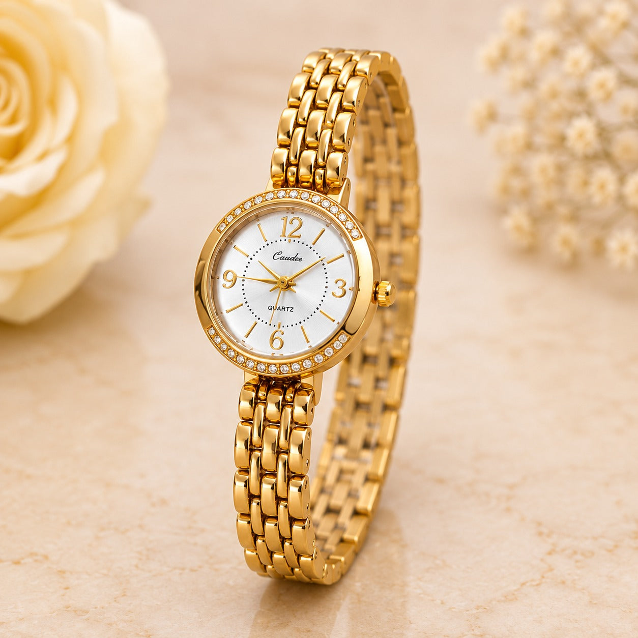 Golden Elegance Crystal Watch