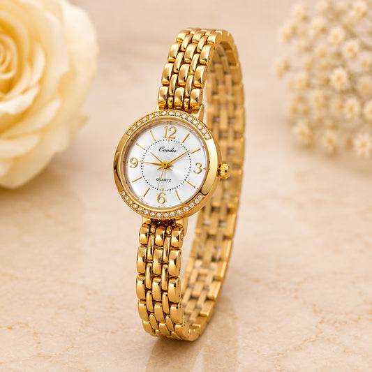 Golden Elegance Crystal Watch