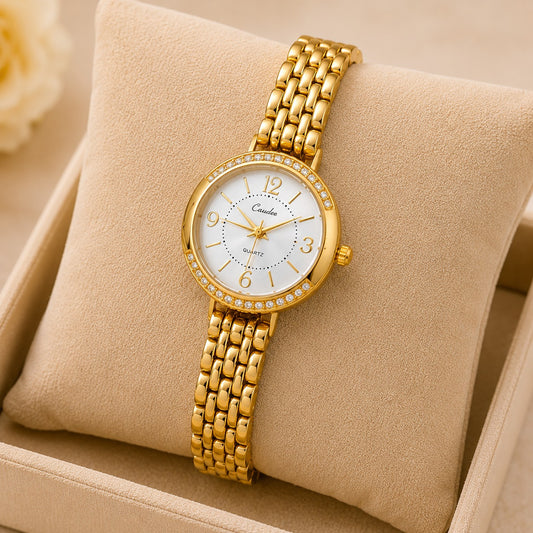 Golden Elegance Crystal Watch