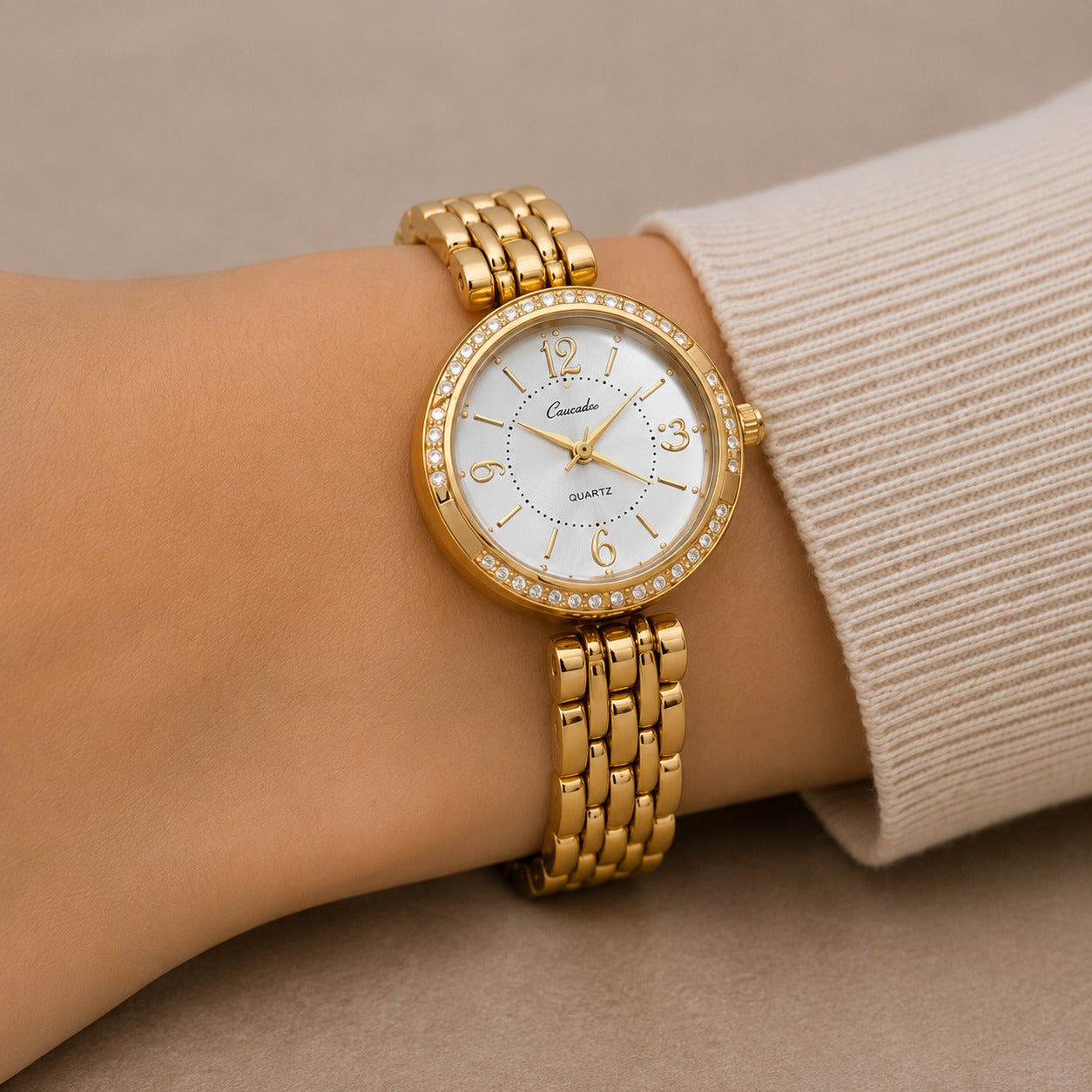 Golden Elegance Crystal Watch