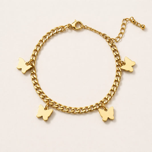Butterfly Charm Gold Chain Bracelet