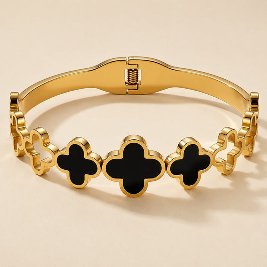 Royal Black Clover Bracelet