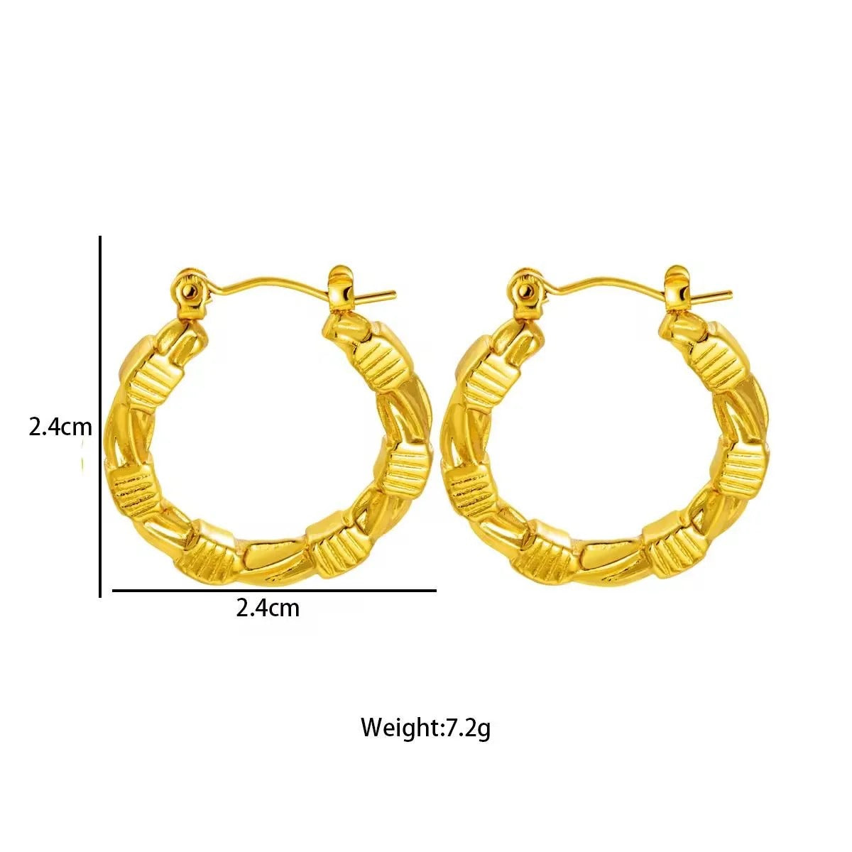 18k Gold Plated Classic Woven Hoop Earrings