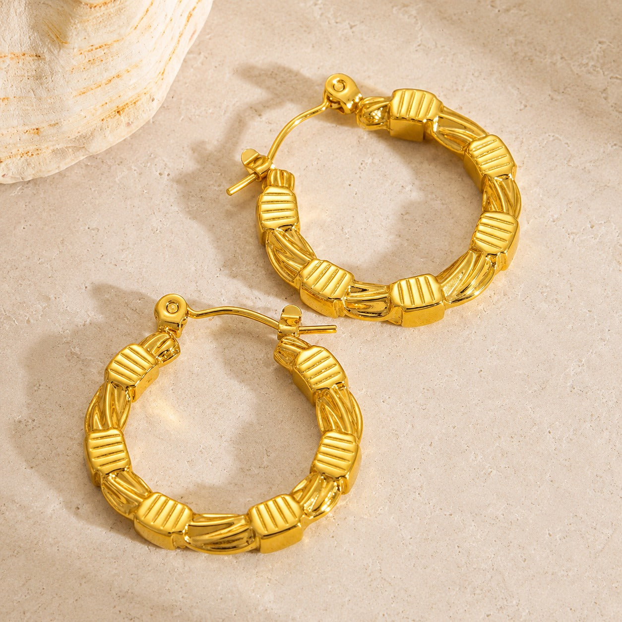 18k Gold Plated Classic Woven Hoop Earrings