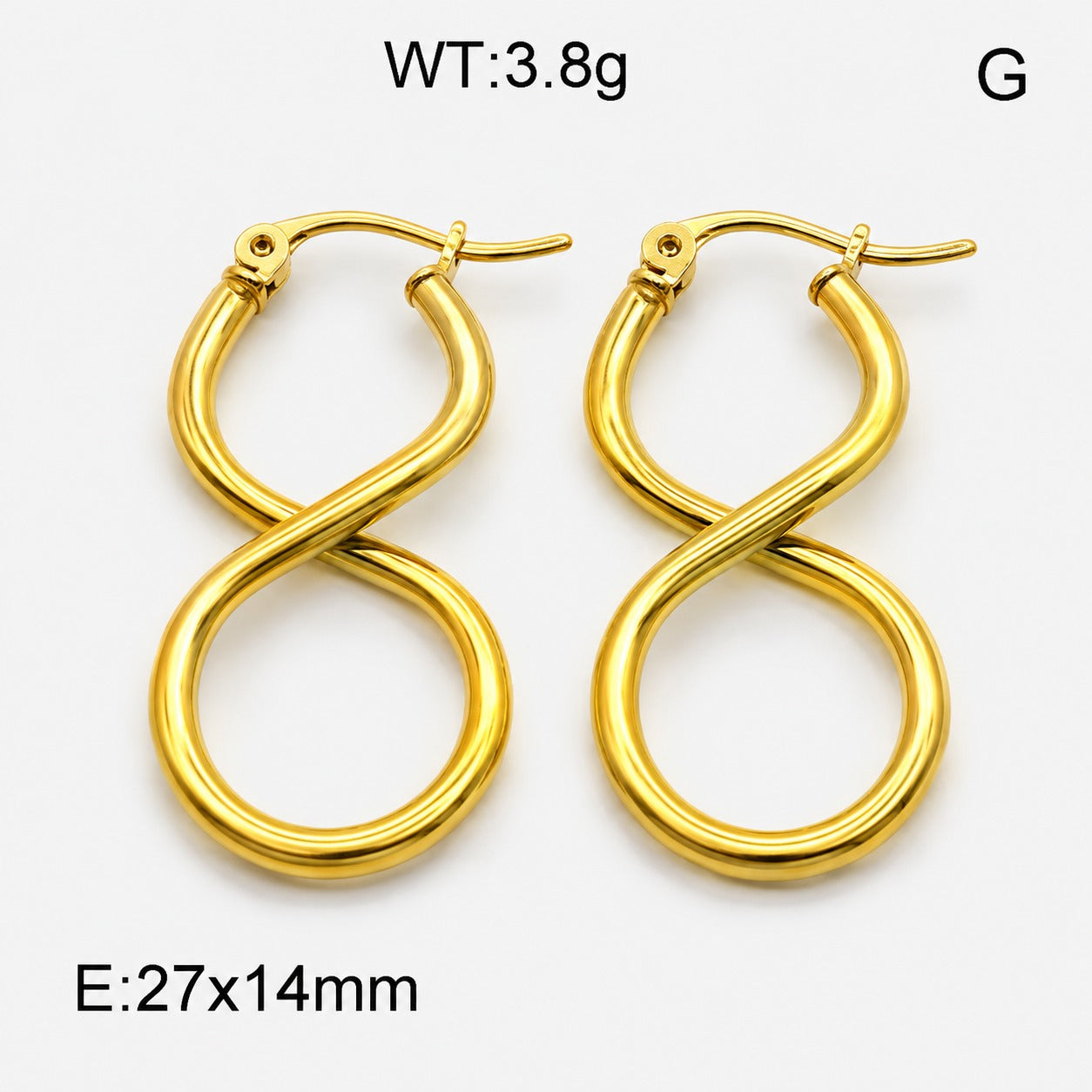 18k Gold Plated  Stylish Twist Design Hoop Earrings