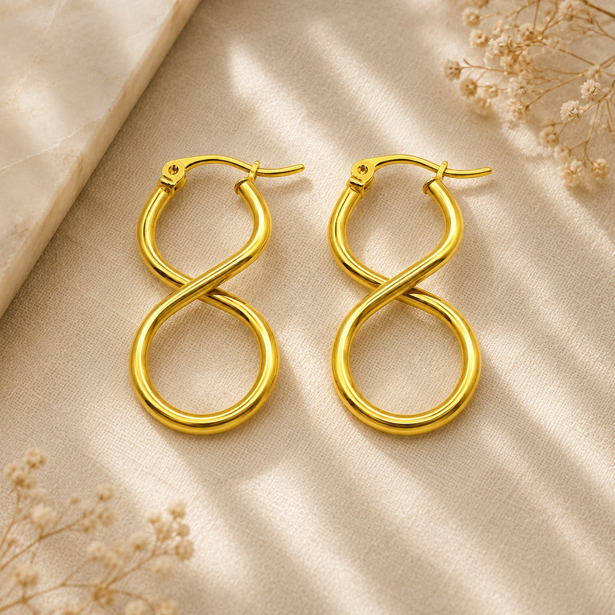 18k Gold Plated  Stylish Twist Design Hoop Earrings