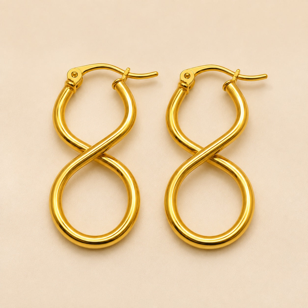 18k Gold Plated  Stylish Twist Design Hoop Earrings