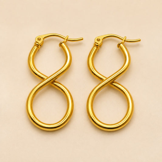 18k Gold Plated  Stylish Twist Design Hoop Earrings