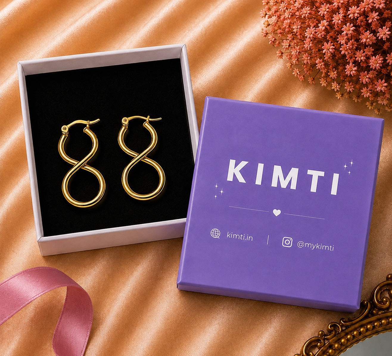 18k Gold Plated  Stylish Twist Design Hoop Earrings