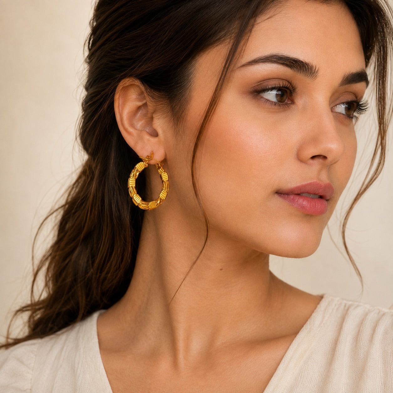 18k Gold Plated Classic Woven Hoop Earrings