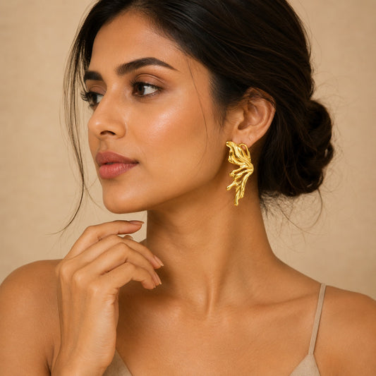 18k Gold Plated Butterfly Wing Drop Earrings