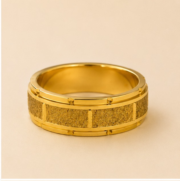 Men - Golden Majesty Textured Band Ring