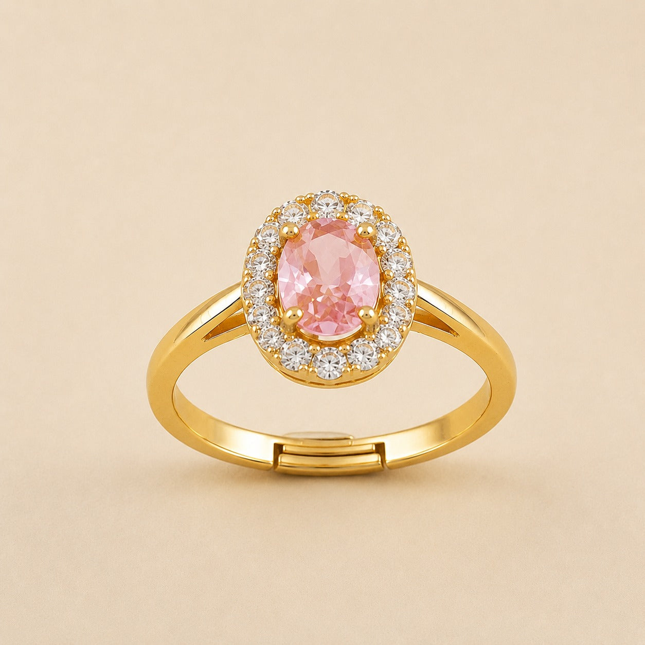 Rosy Halo Diamond Ring