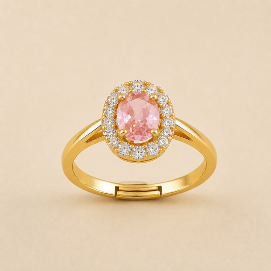Rosy Halo Diamond Ring