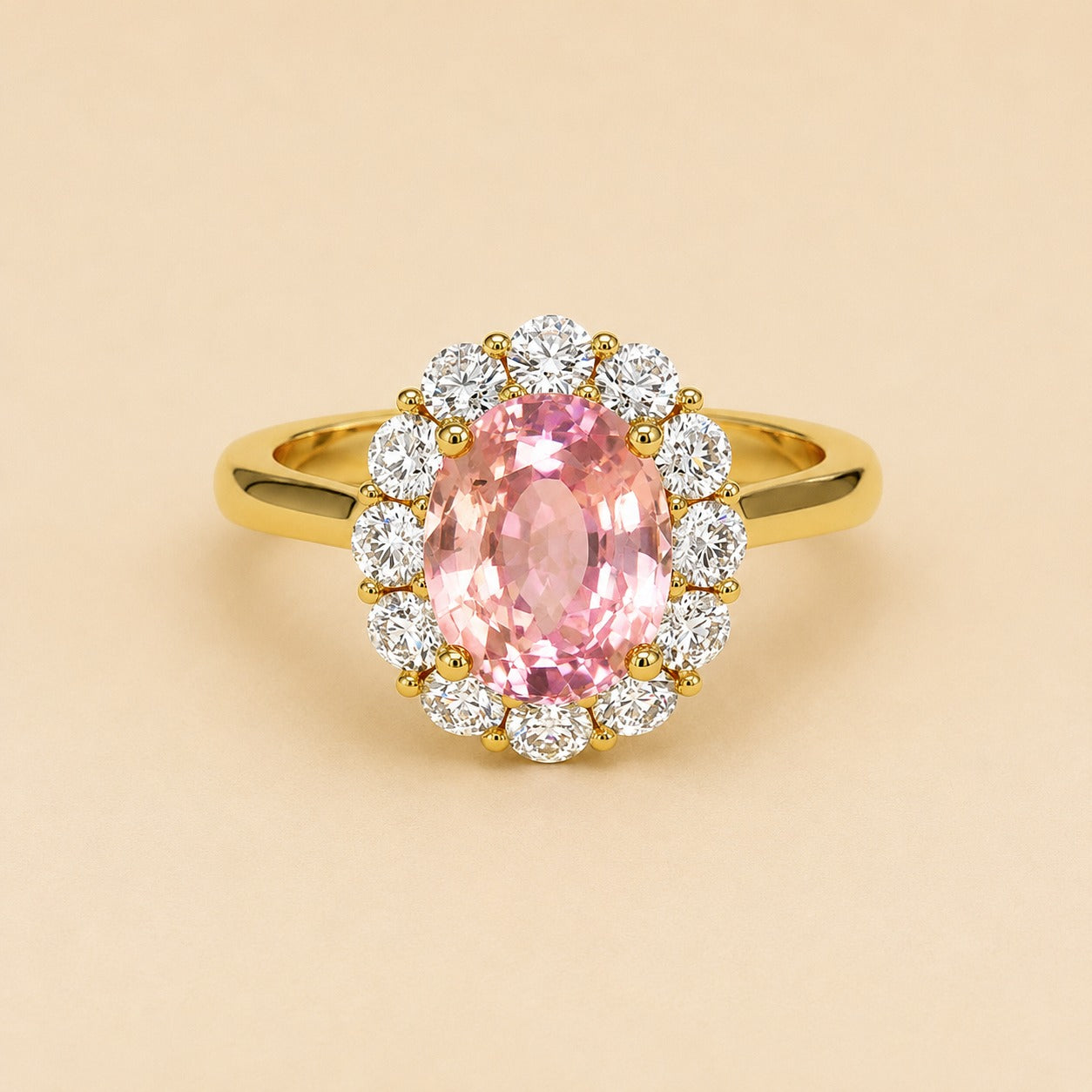 Rosy Halo Diamond Ring