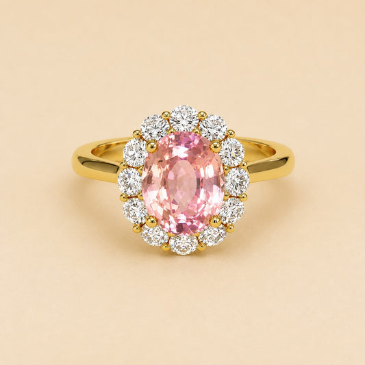 Rosy Halo Diamond Ring