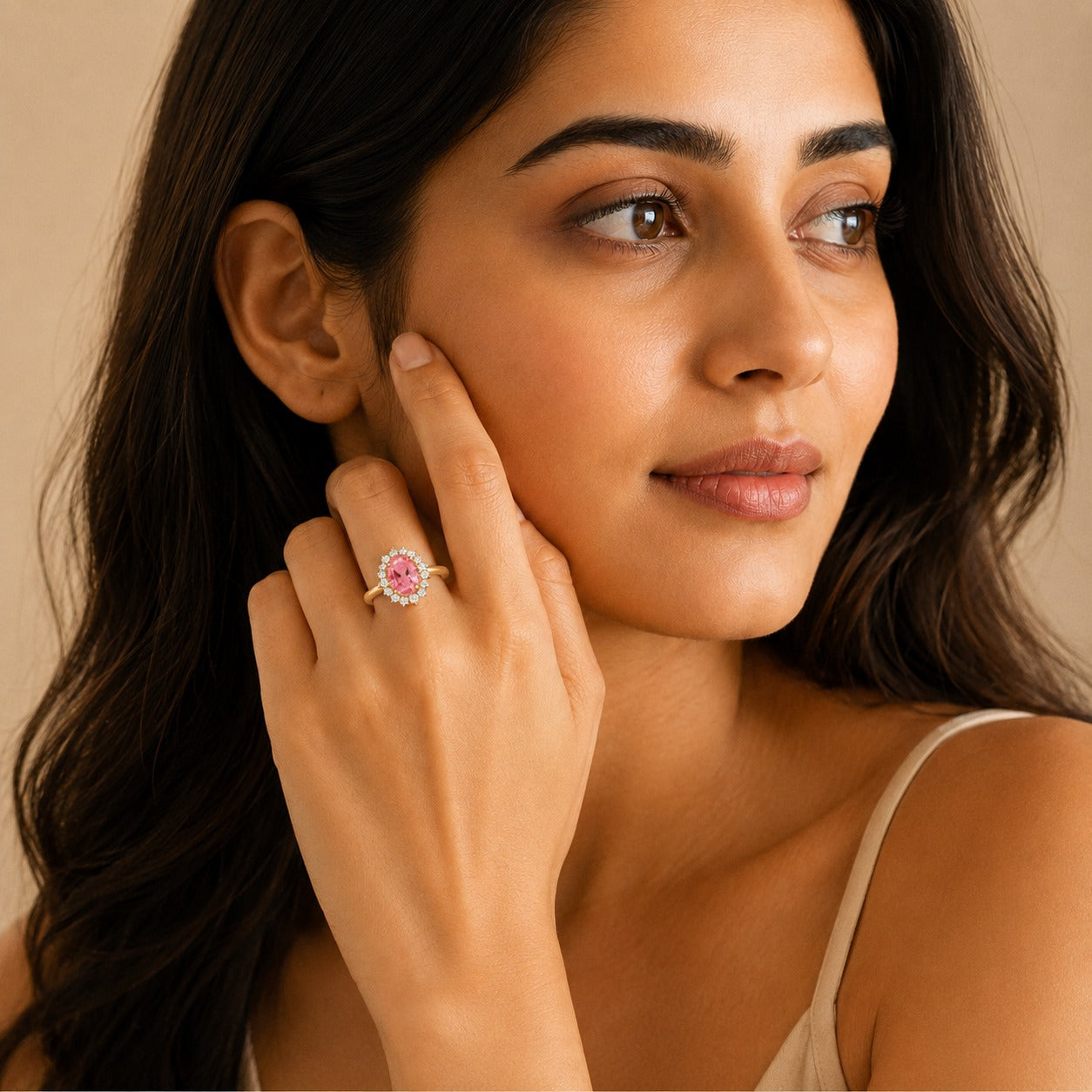 Blush Royale Crystal Halo Ring