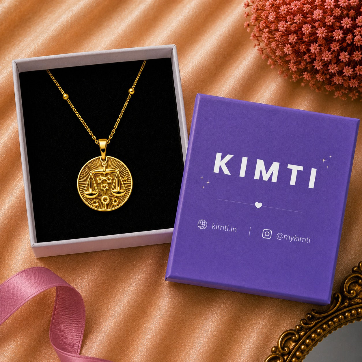 18K Gold Plated Libra Zodiac Pendant Necklace