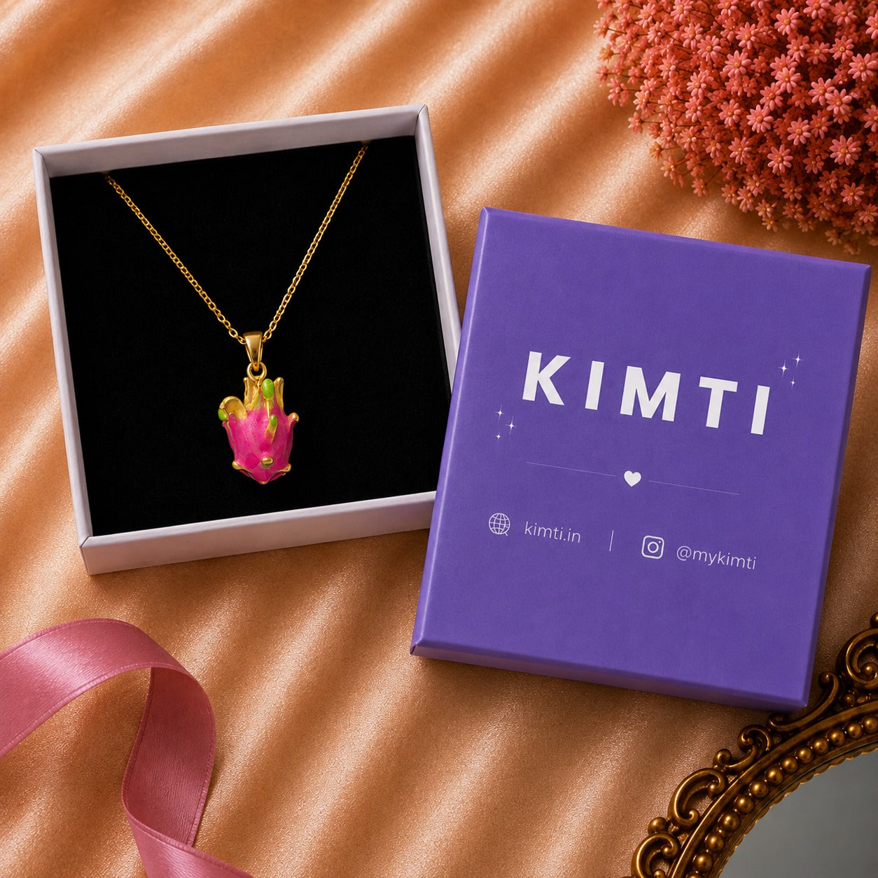 18k Gold Plated Exotica Bloom Charm Necklace