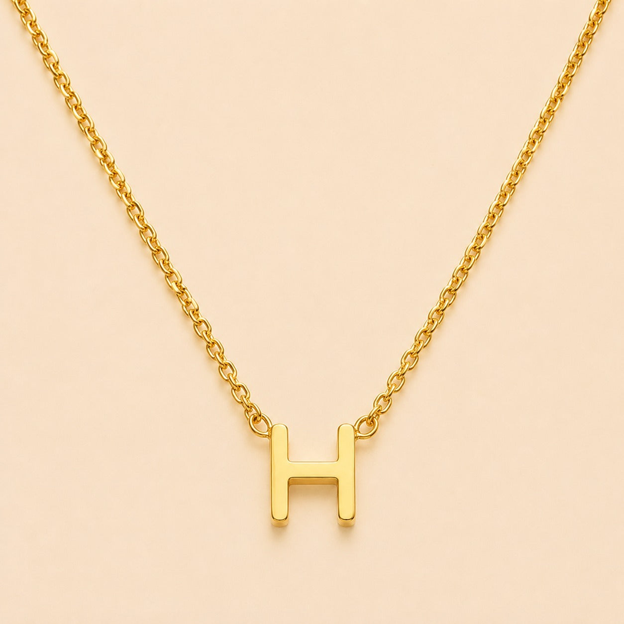 18k Gold Plated Minimal H Necklace