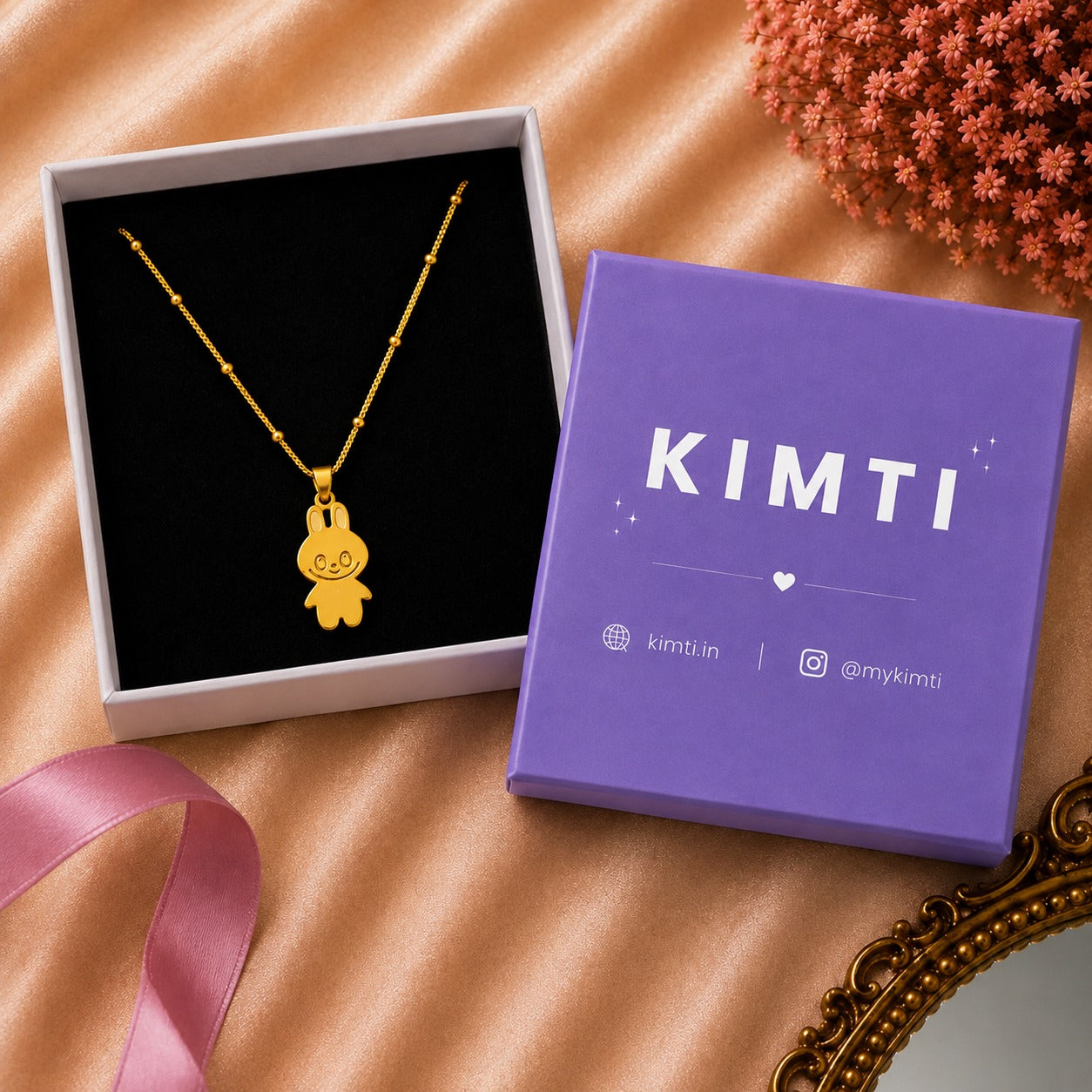 18k Gold Plated Adorable Teddy Charm Necklace