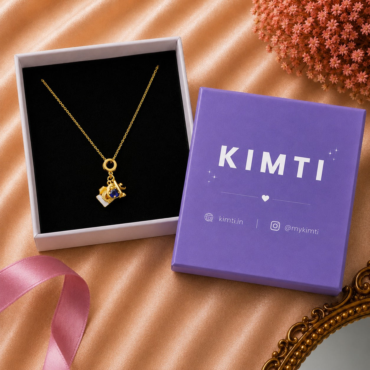 Golden Charm Cluster Pendant Necklace