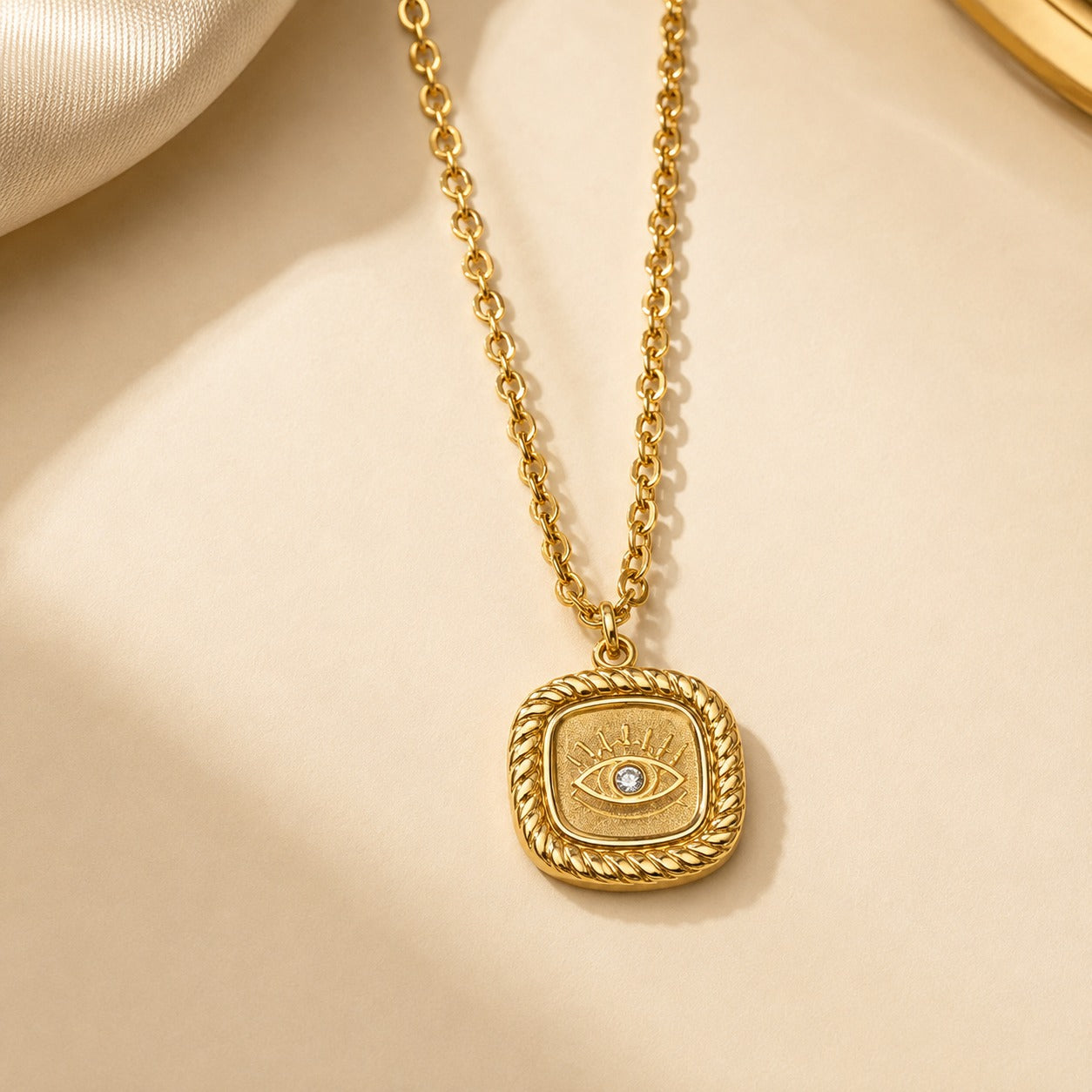 18k Gold Plated Protective Nazar Coin Necklace