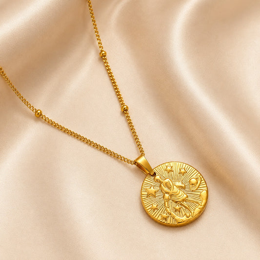 Zodiac Sign Gold Pendant Necklace