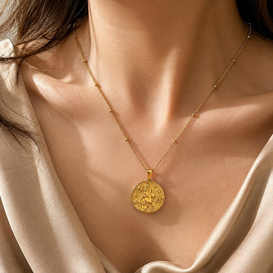 Zodiac Sign Gold Pendant Necklace