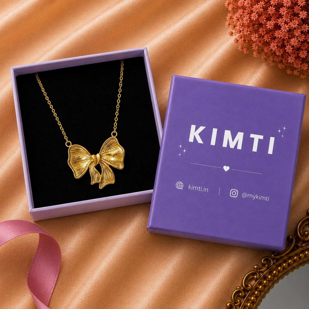 18K Gold Plated Bow  Anti Tarnish Necklace