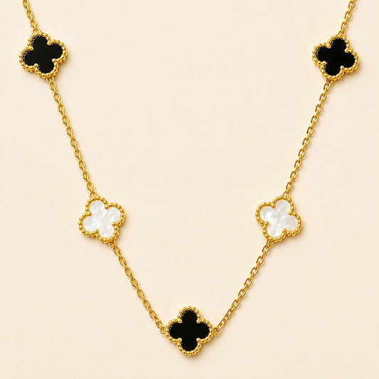 Black And White Clover Anti Tarnish Necklace