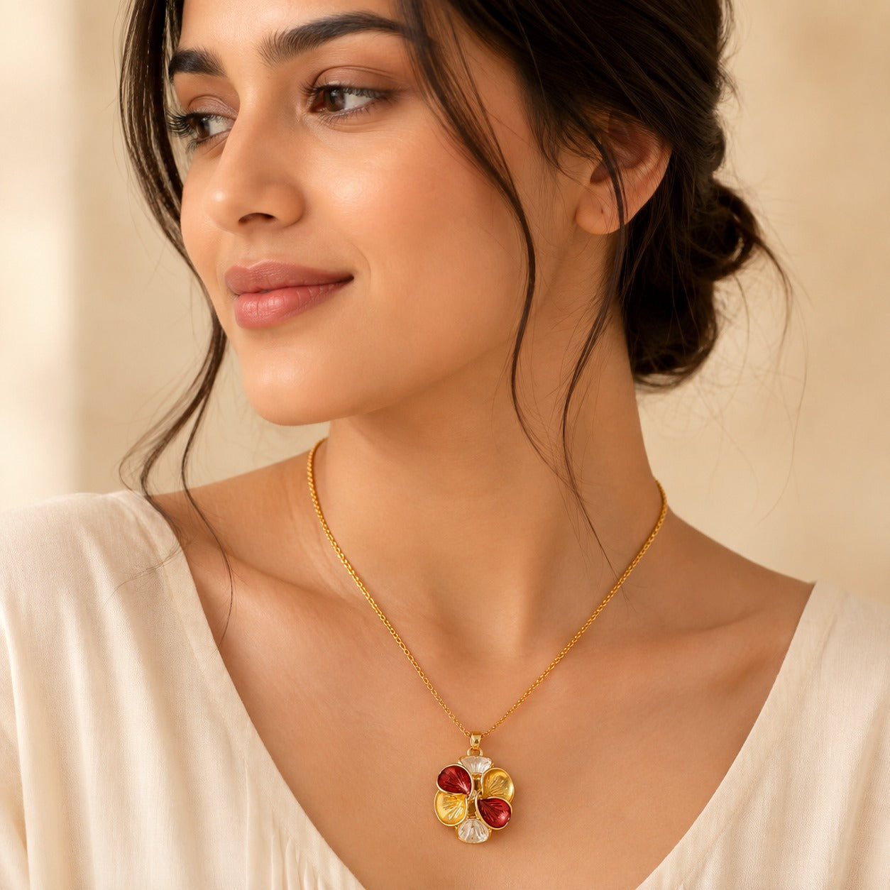 Golden Blossom Pendant Necklace
