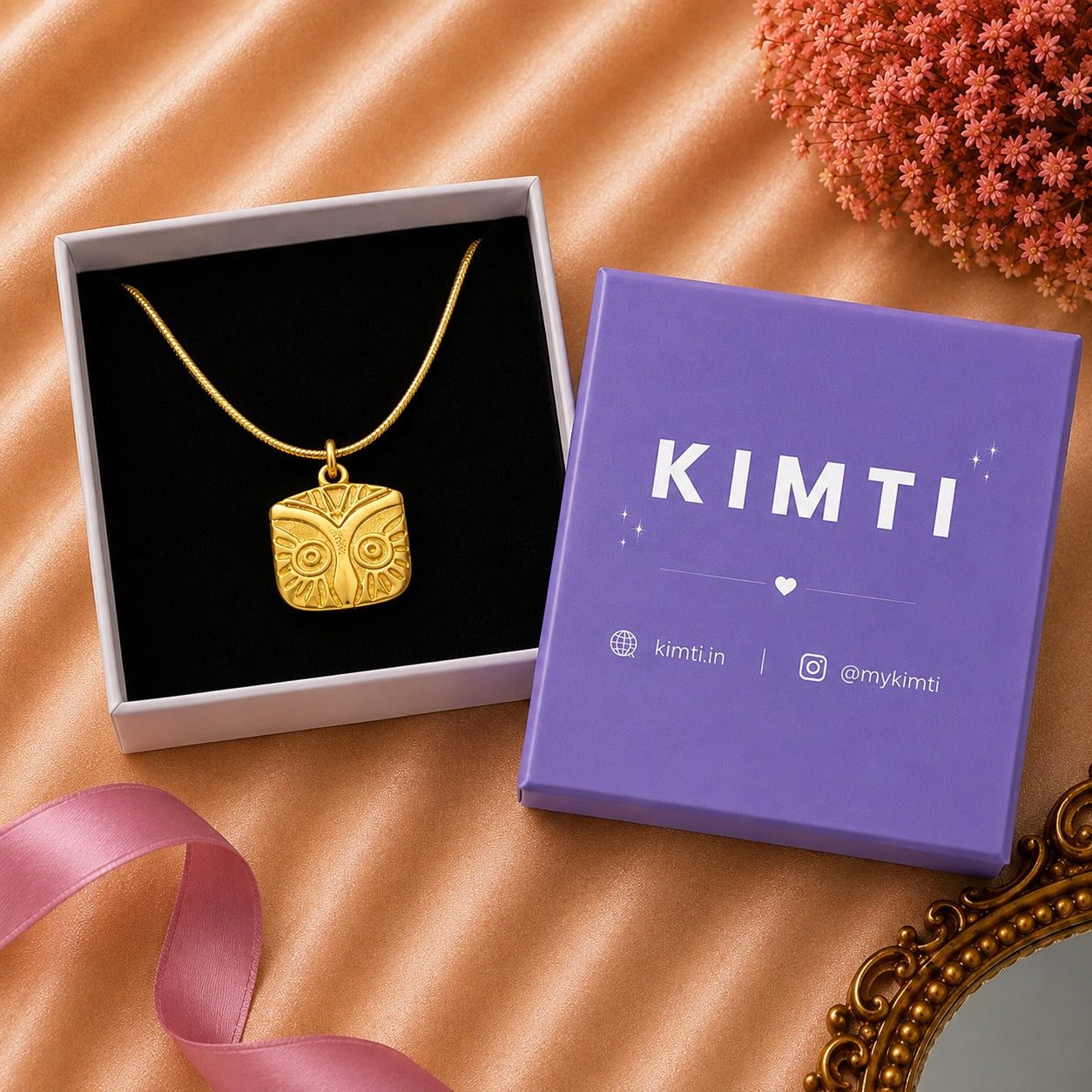 18K Gold Plated Aurora Owl Charm Necklace