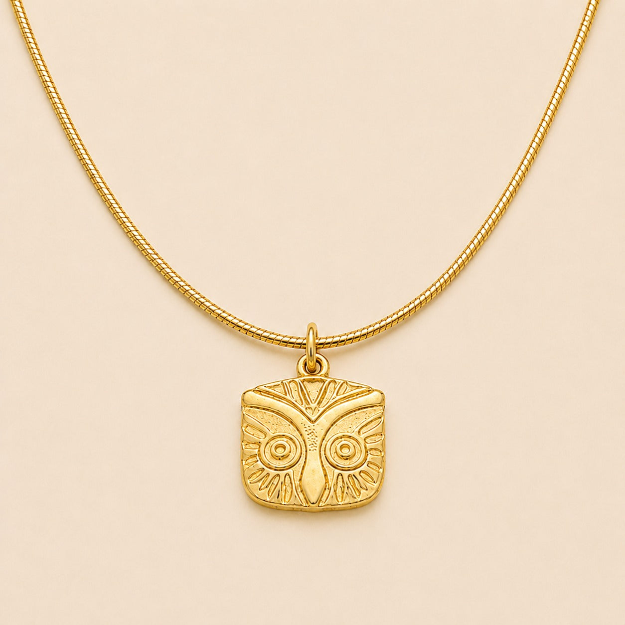 18K Gold Plated Aurora Owl Charm Necklace