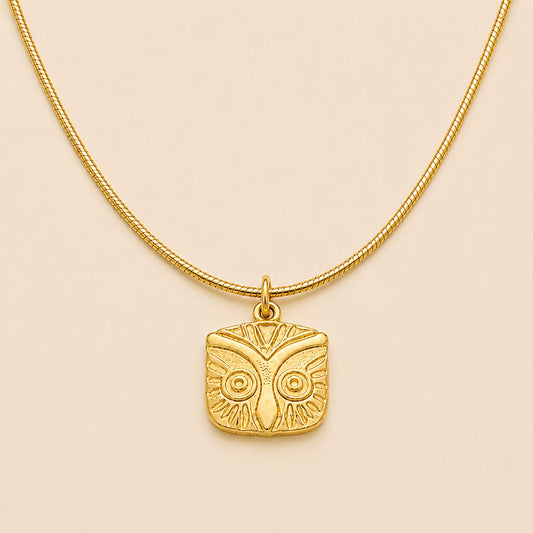 18K Gold Plated Aurora Owl Charm Necklace