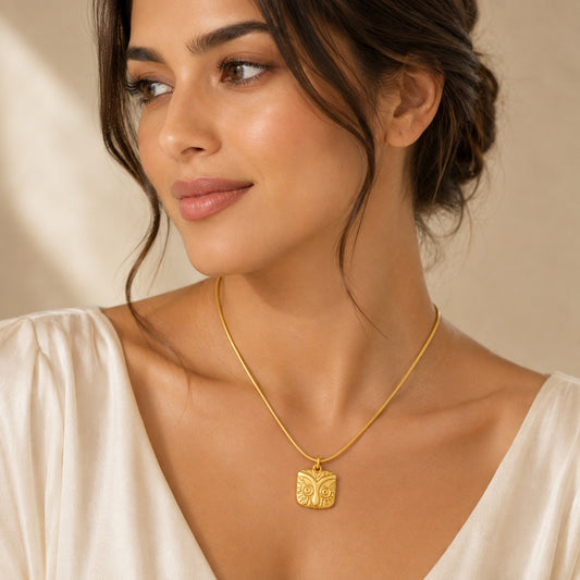 18K Gold Plated Aurora Owl Charm Necklace