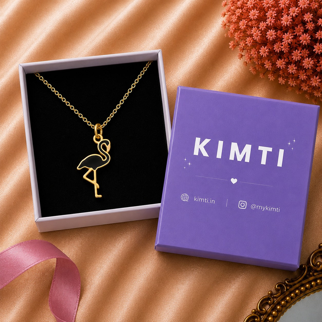 Men - 18K Gold Plated Flamingo Pendant Necklace
