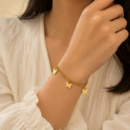 Butterfly Charm Gold Chain Bracelet