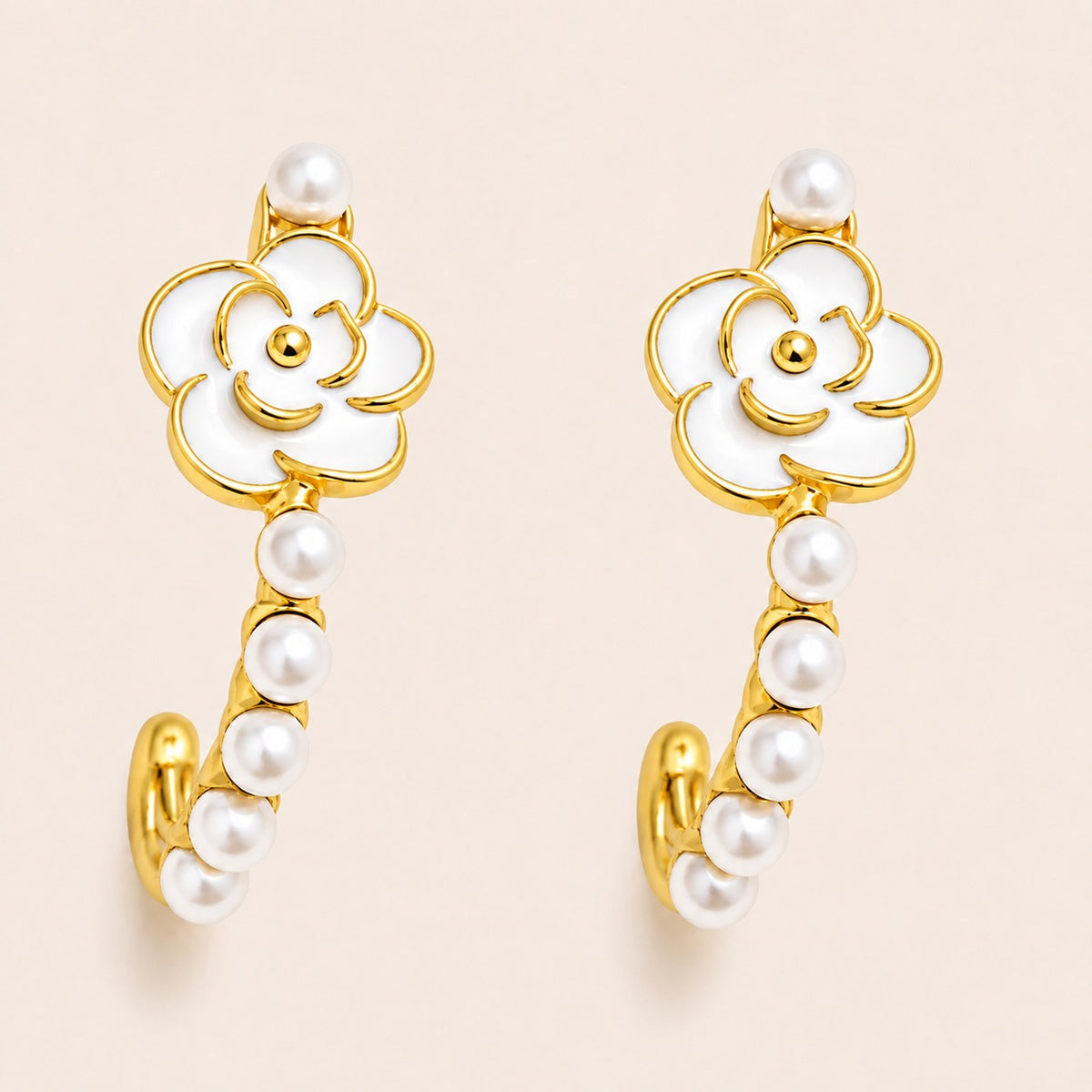 Pearl Bloom Hoop Earrings