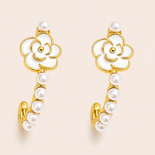 Pearl Bloom Hoop Earrings