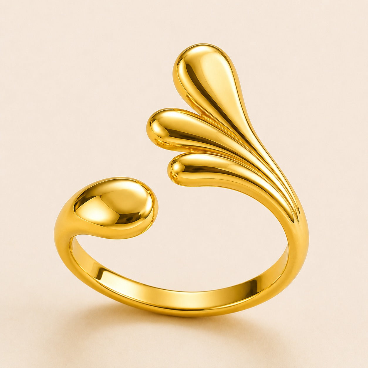18K Gold Plated Petal Splash Adjustable Ring