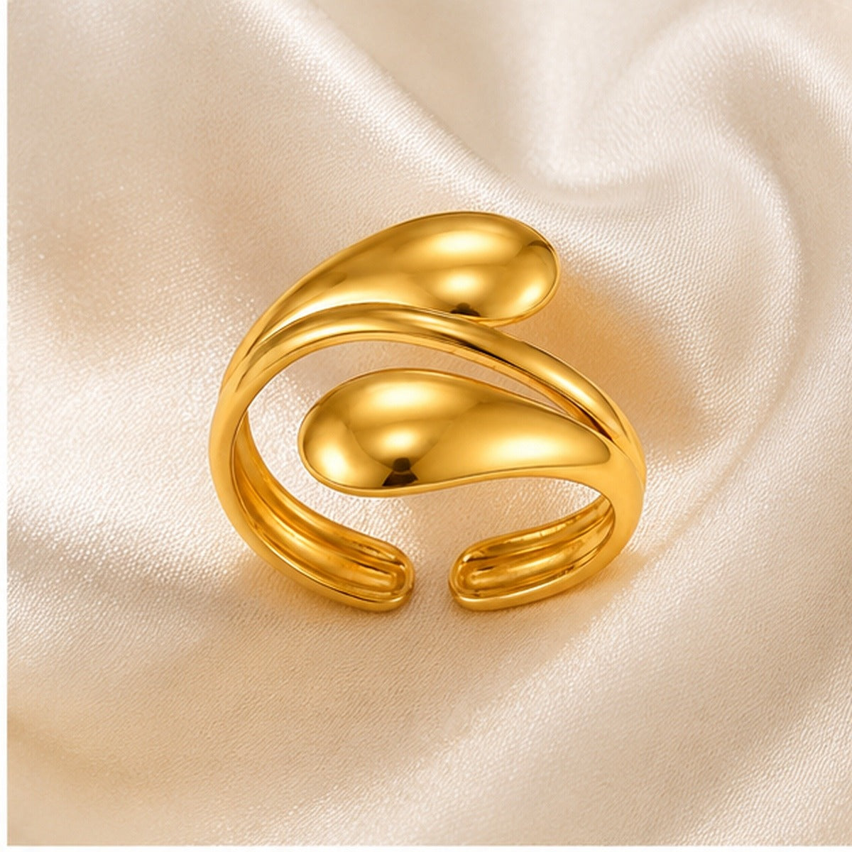 18K Gold Plated Dewdrop Adjustable Ring