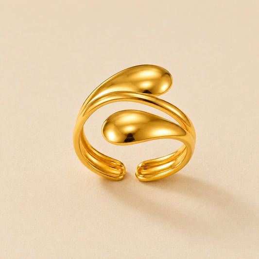 18K Gold Plated Dewdrop Adjustable Ring