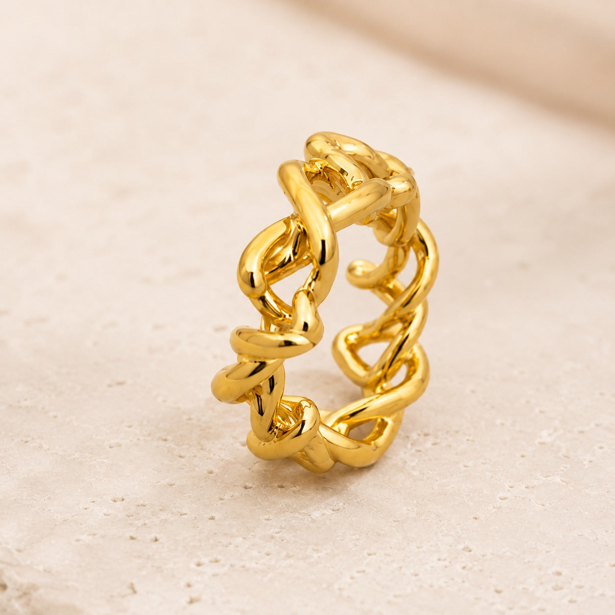 18K Gold Plated Artistic Curve Ring