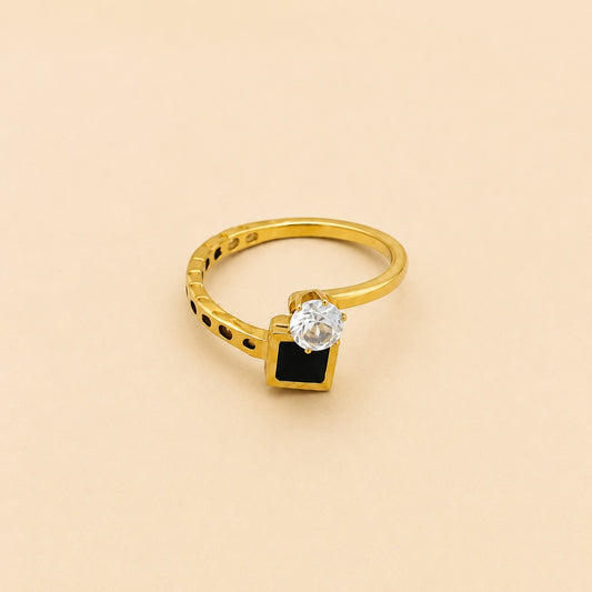 Black & Crystal Duo Ring