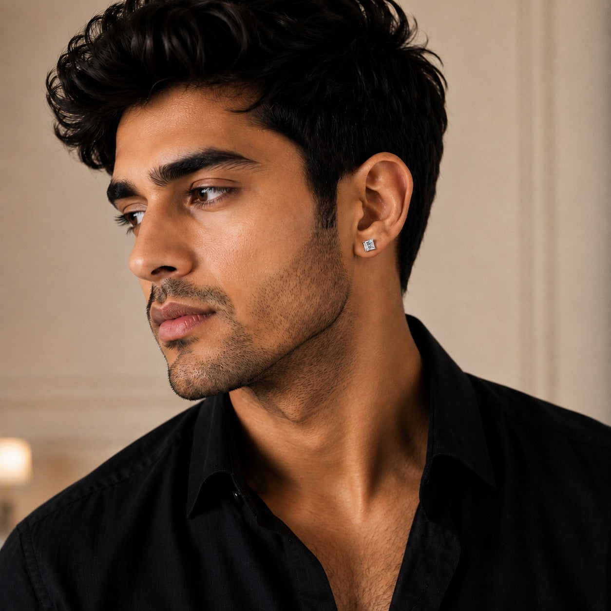 Men - Pure Shine Square Magnetic Earring