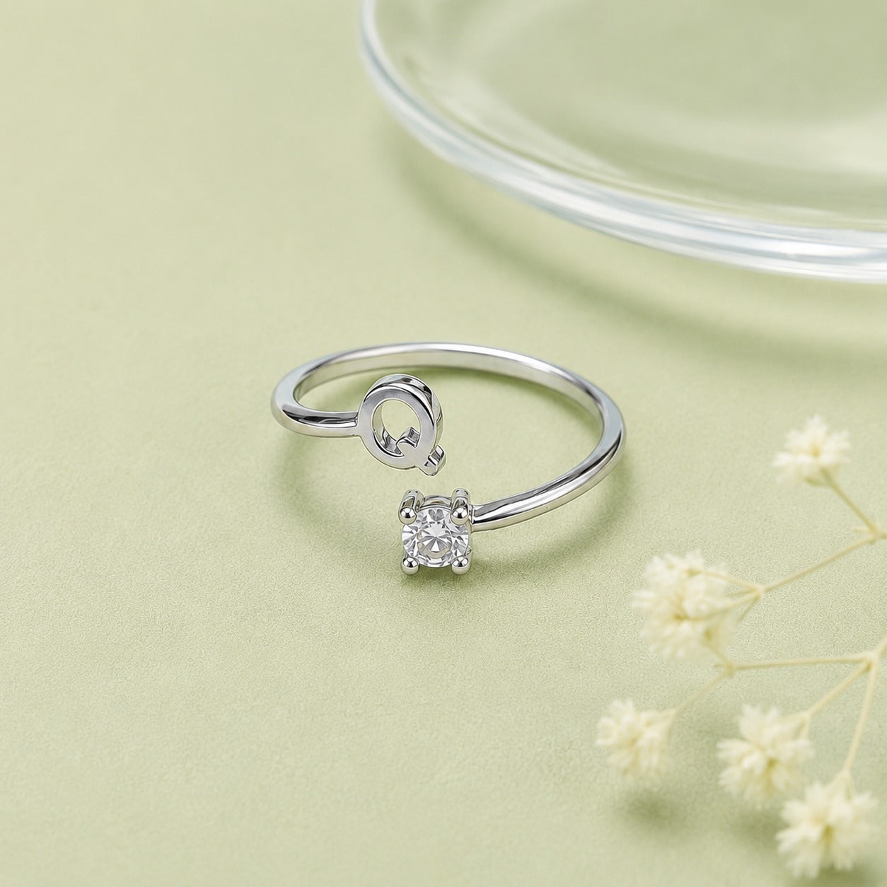 Crystal Q Charm Ring