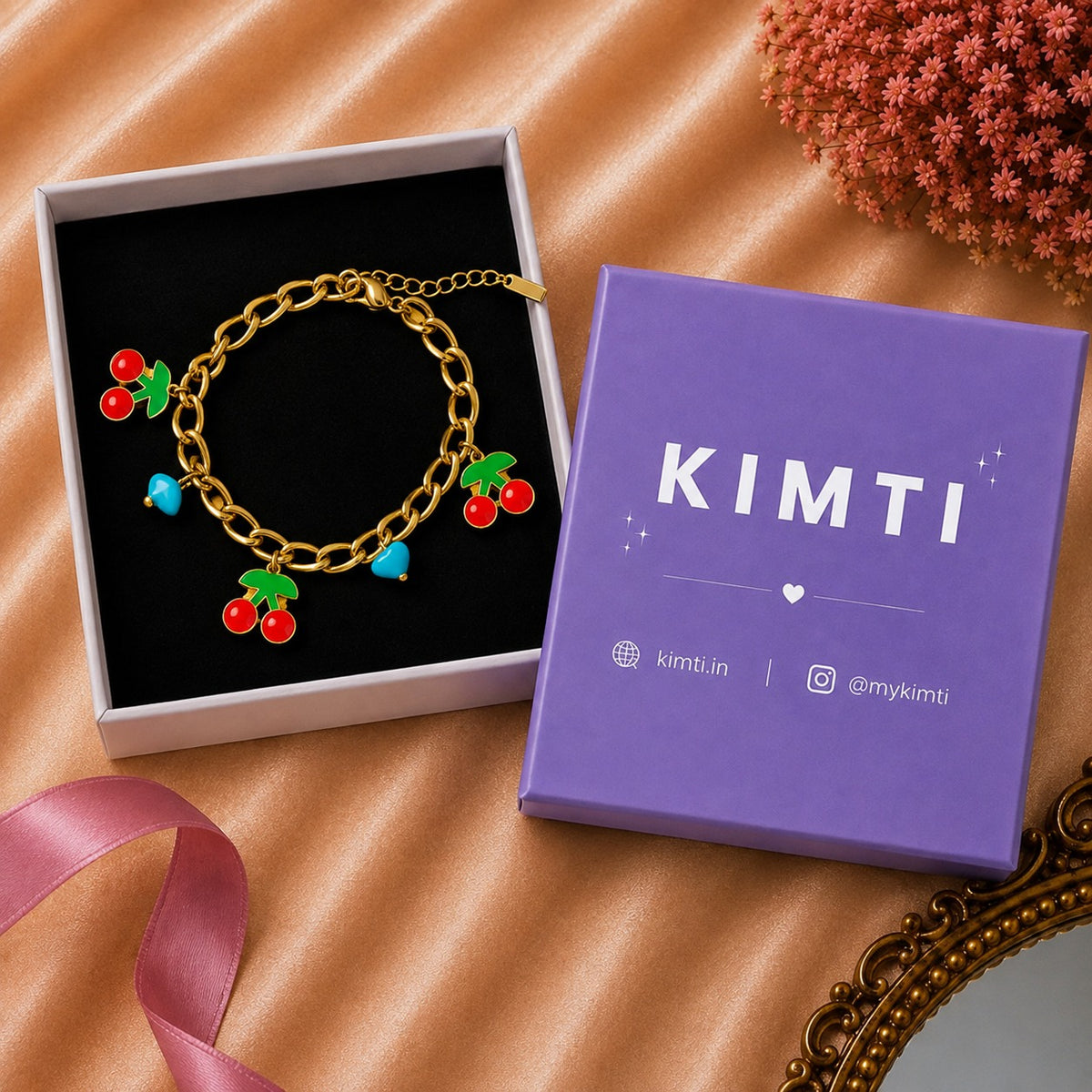 18k Gold Plated Cherry Pop Charm Bracelet